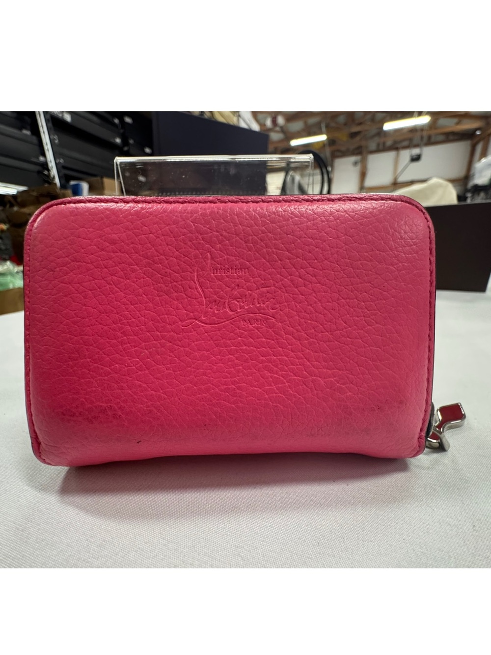 Christian Louboutin Hot Pink studded Zip Wallet - Picture 3 of 9